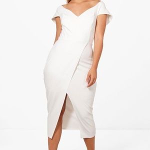 Plus Off The Shoulder Wrap Midi Dress